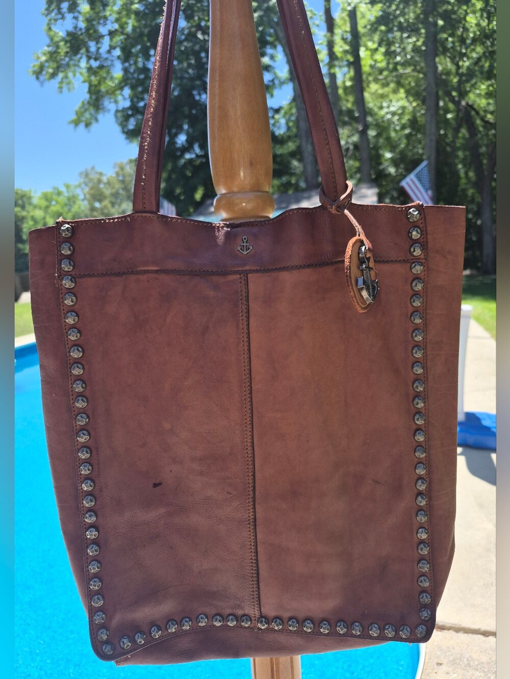 Brown Harbour 2nd Leather Bag featuring A Anchor logo embossed on the Front - Picture 2 of 9
